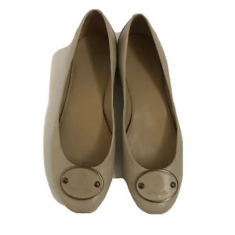 Talbots Womens Flat Shoes 9.5 Genuine Leather Tan Beige Ballet Slipons